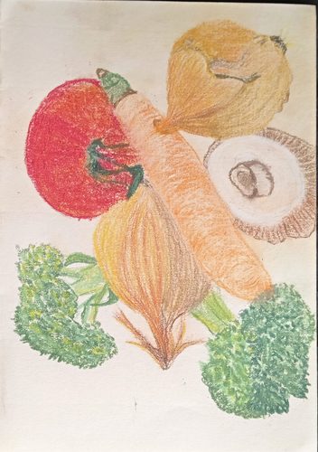 Christine P, 5 a day, pastel pencils.